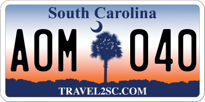 SC license plate AOM040