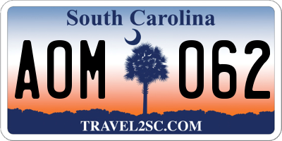 SC license plate AOM062