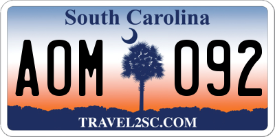 SC license plate AOM092