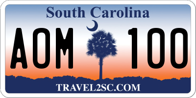 SC license plate AOM100