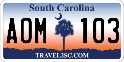 SC license plate AOM103