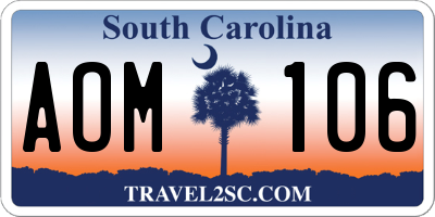 SC license plate AOM106
