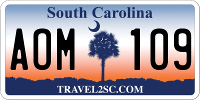 SC license plate AOM109