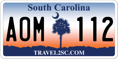 SC license plate AOM112