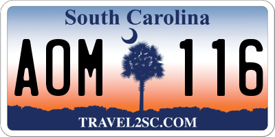 SC license plate AOM116