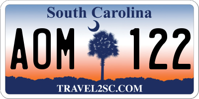 SC license plate AOM122