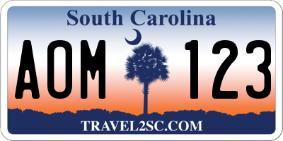 SC license plate AOM123