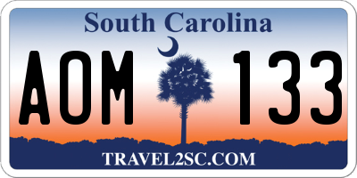 SC license plate AOM133