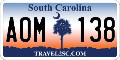 SC license plate AOM138