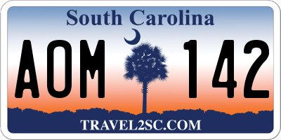 SC license plate AOM142