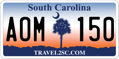SC license plate AOM150
