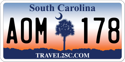 SC license plate AOM178