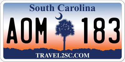 SC license plate AOM183