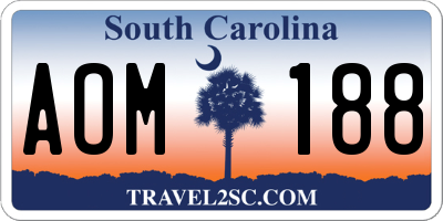 SC license plate AOM188