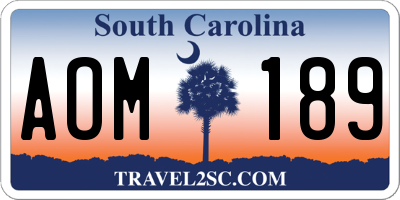 SC license plate AOM189