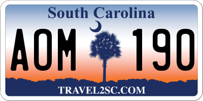 SC license plate AOM190