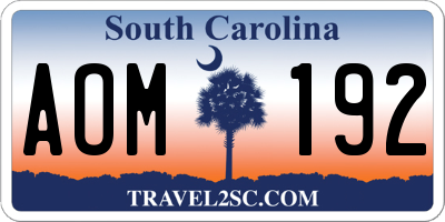SC license plate AOM192