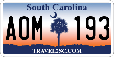 SC license plate AOM193