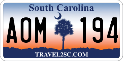 SC license plate AOM194