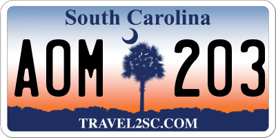 SC license plate AOM203