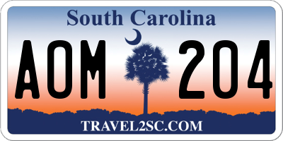 SC license plate AOM204