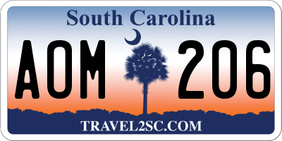 SC license plate AOM206