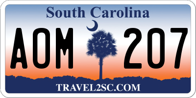 SC license plate AOM207
