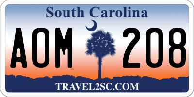 SC license plate AOM208