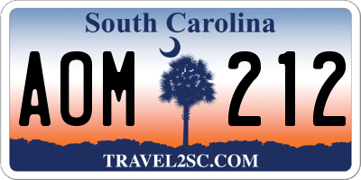 SC license plate AOM212