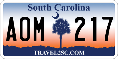 SC license plate AOM217
