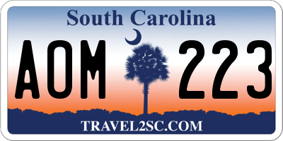 SC license plate AOM223