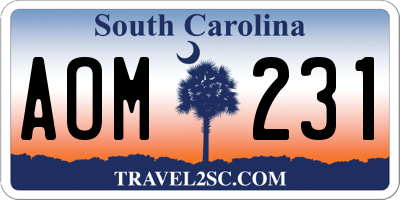 SC license plate AOM231