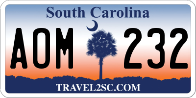 SC license plate AOM232