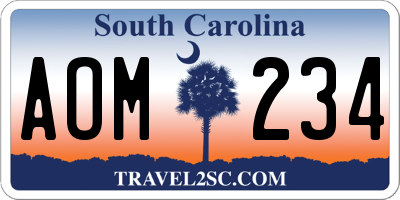 SC license plate AOM234