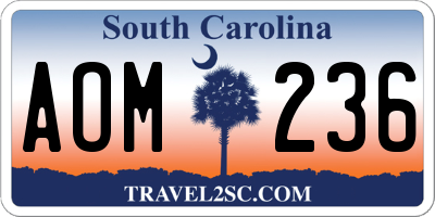SC license plate AOM236