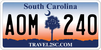 SC license plate AOM240