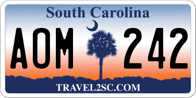 SC license plate AOM242