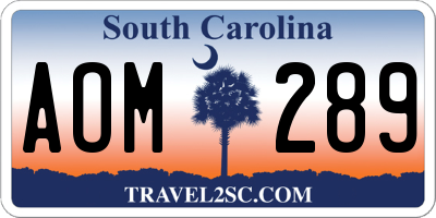 SC license plate AOM289