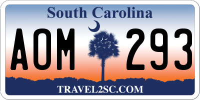 SC license plate AOM293