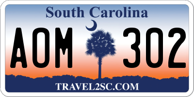 SC license plate AOM302