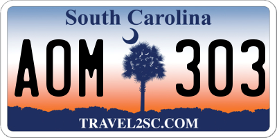 SC license plate AOM303