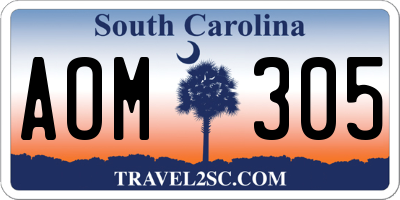 SC license plate AOM305