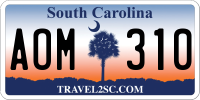 SC license plate AOM310