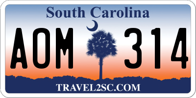 SC license plate AOM314