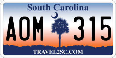 SC license plate AOM315