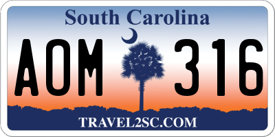 SC license plate AOM316