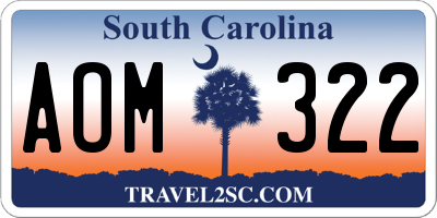 SC license plate AOM322