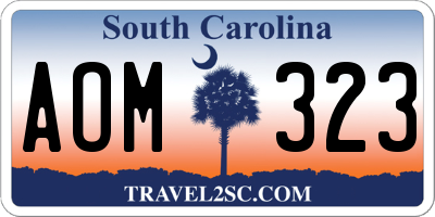 SC license plate AOM323