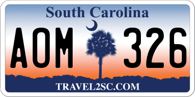 SC license plate AOM326