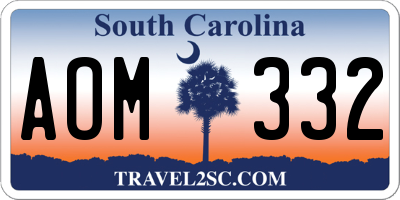 SC license plate AOM332